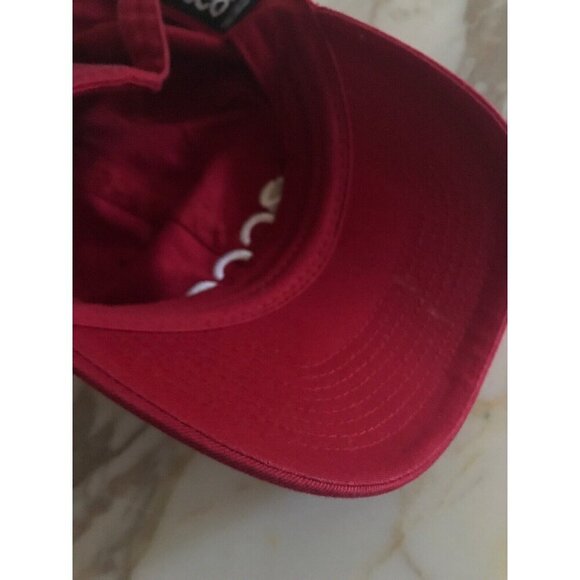 ECCO World Class Red Golf Hat Cap Strap Back Adjustable White Logo - Picture 4 of 5